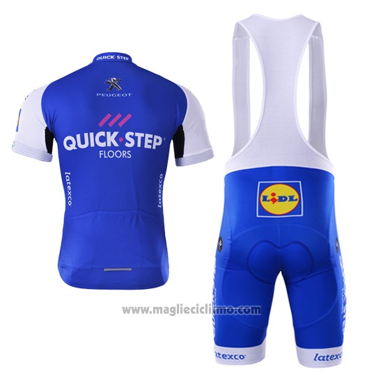 2017 Abbigliamento Ciclismo Quick Step Floor Blu Manica Corta e Salopette
